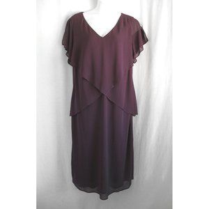 Coldwater Creek Plum Layered V-Neck Midi Dress
